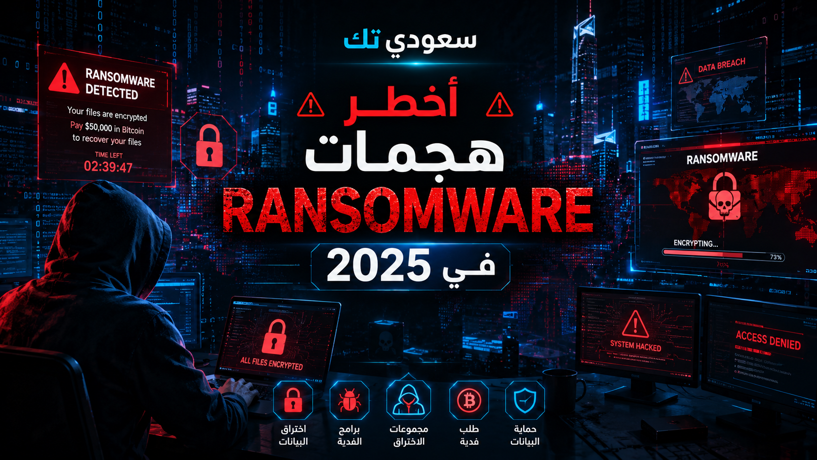 أخطر 5 هجمات Ransomware في 2025 وكيف تحمي نفسك من الاختراقات الإلكترونية